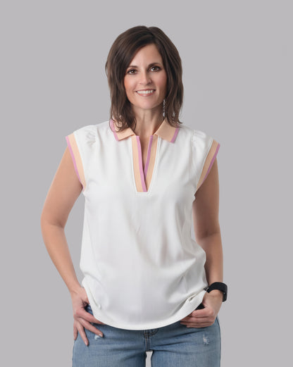 Johnny Collared Varsity Short Sleeve Top