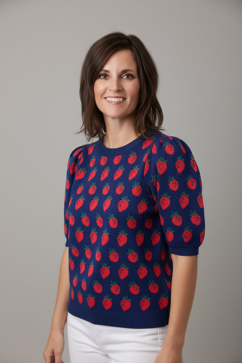 Short Sleeve Strawberry Sweater
