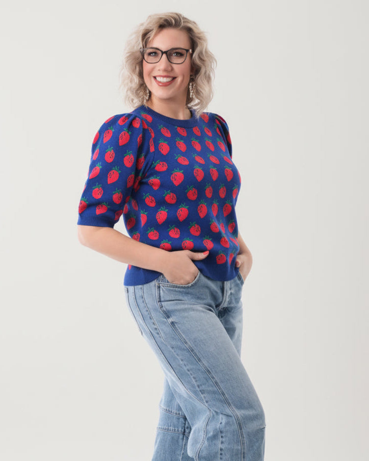 Short Sleeve Strawberry Sweater