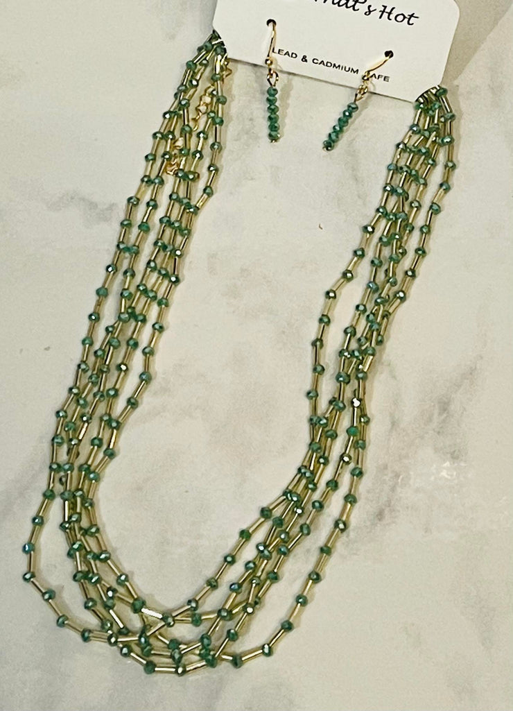 Mint Seed Multi Strand Necklace