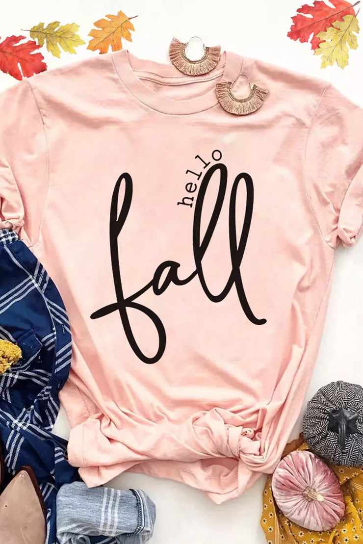 Pink Hello Fall Graphic Tee
