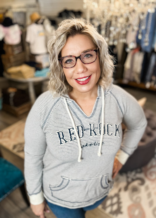 Striped Navy Red Rock Hoodie S-2X