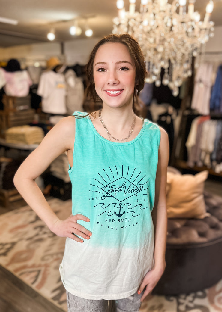 Good Vibes Ombre Lake Tank S-2X