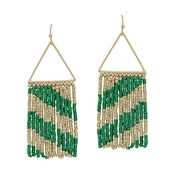 Emerald & Gold Beaded Earrings