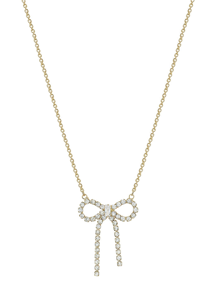 Gold Rhinestone Bow Necklace Set
