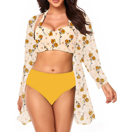 Muted Mustard Floral Bikini Swimsuit