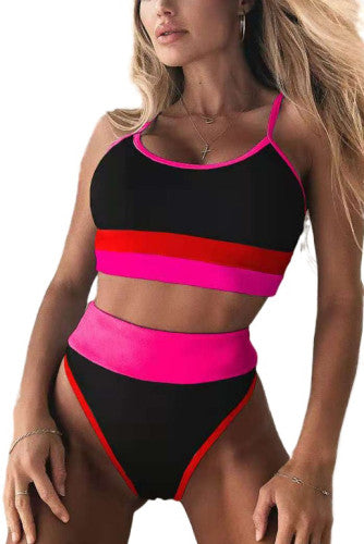 Pink Colorblock Bikini Swimsuit