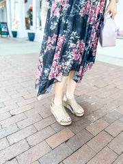 Black Floral Mesh Handkerchief Dress