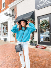 Teal Bubble Texture Sleeve Sweater