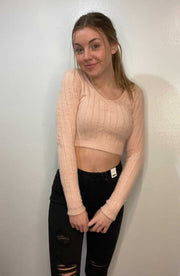 Pink Cropped Ballet Sweater
