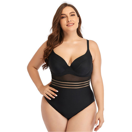 Black Hollow-Out Push Up One Piece Swimsuit
