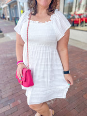 Ivory Stitched Line Smocked Dress