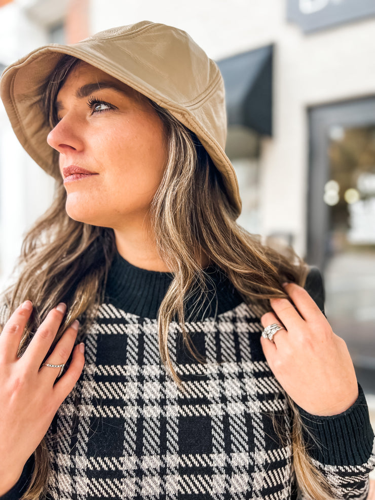 Black Plaid High Low Sweater