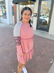 Terra Cotta Leopard Accent Tiered Dress