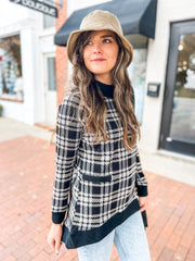 Black Plaid High Low Sweater