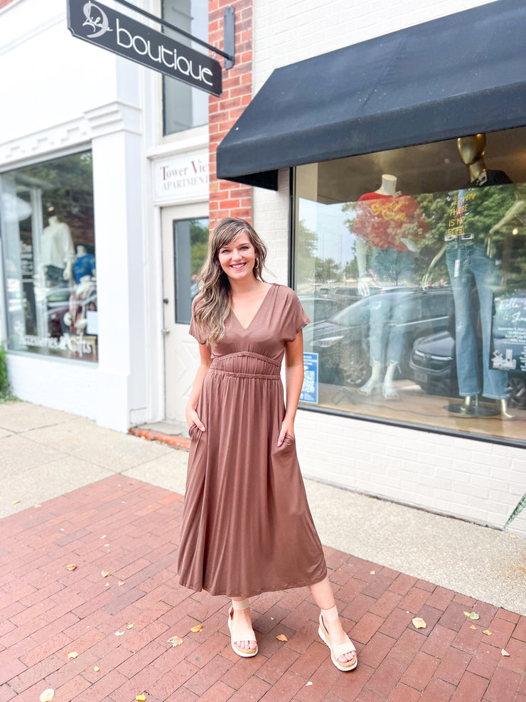 Coffee Knit Maxi Dress