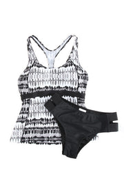 Black Abstract Tankini Swimsuit