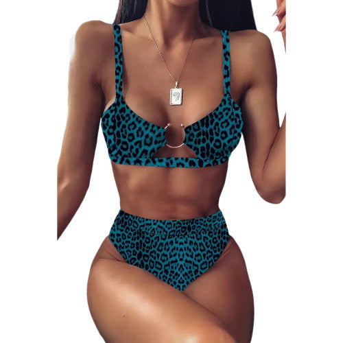 Teal Leopard Bikini Swimsuit