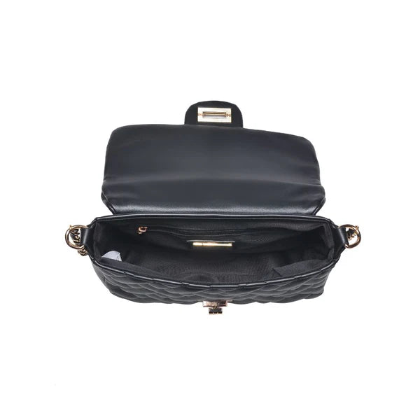 Black Quilted Structured Handbag