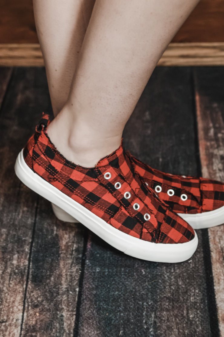 Red Plaid Canvas Sneaker